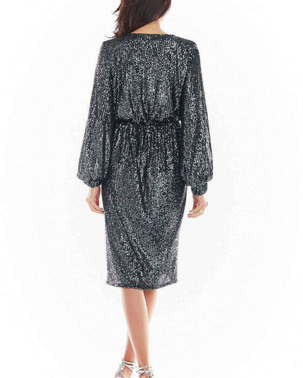 Glamorous Sequin Evening Gown with Elegant Envelope Neckline