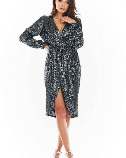 Glamorous Sequin Evening Gown with Elegant Envelope Neckline