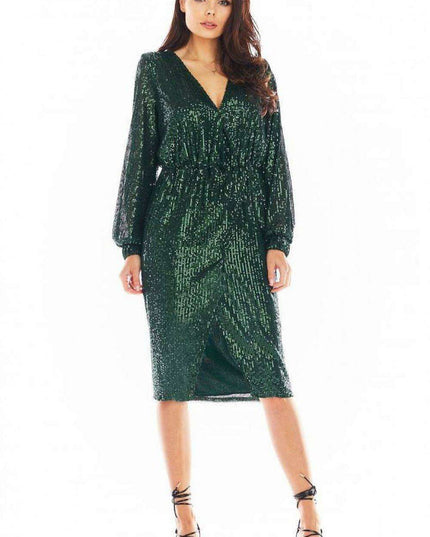 Glamorous Sequin Evening Gown with Elegant Envelope Neckline