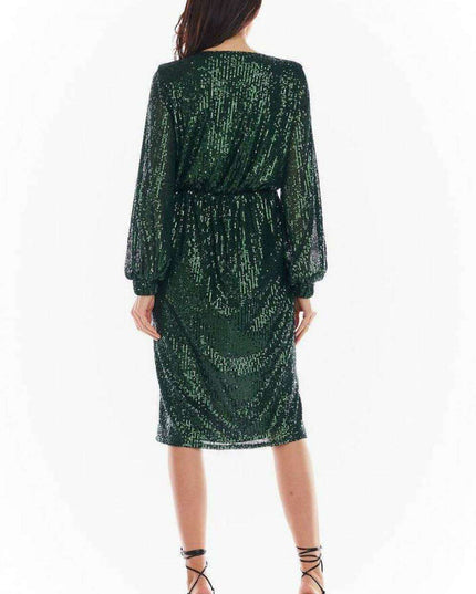 Glamorous Sequin Evening Gown with Elegant Envelope Neckline