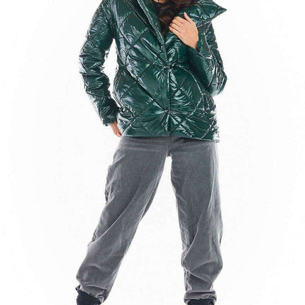 Stylish Quilted Jacket with Chic Button Closure and Elegant Collar