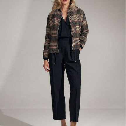 Chic Checked Trousers with Practical Side Pockets