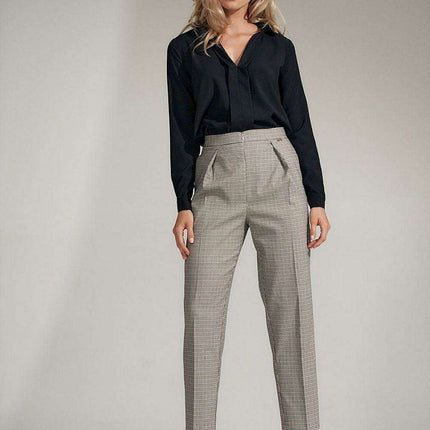 Chic Checked Trousers with Practical Side Pockets