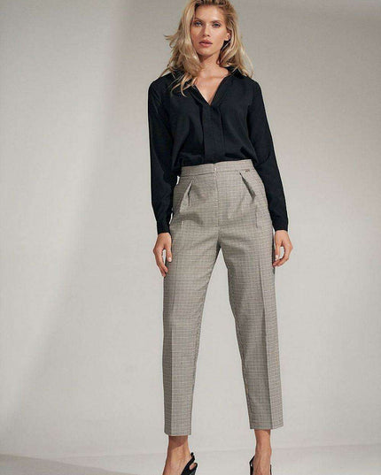 Chic Checked Trousers with Practical Side Pockets