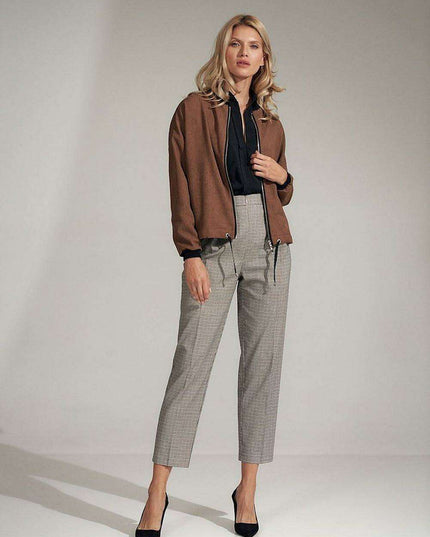 Chic Checked Trousers with Practical Side Pockets