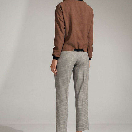 Chic Checked Trousers with Practical Side Pockets