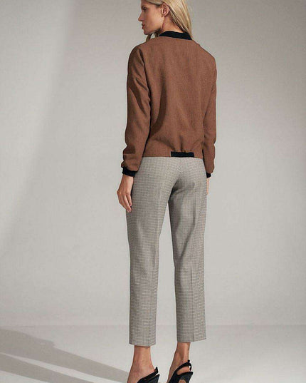 Chic Checked Trousers with Practical Side Pockets