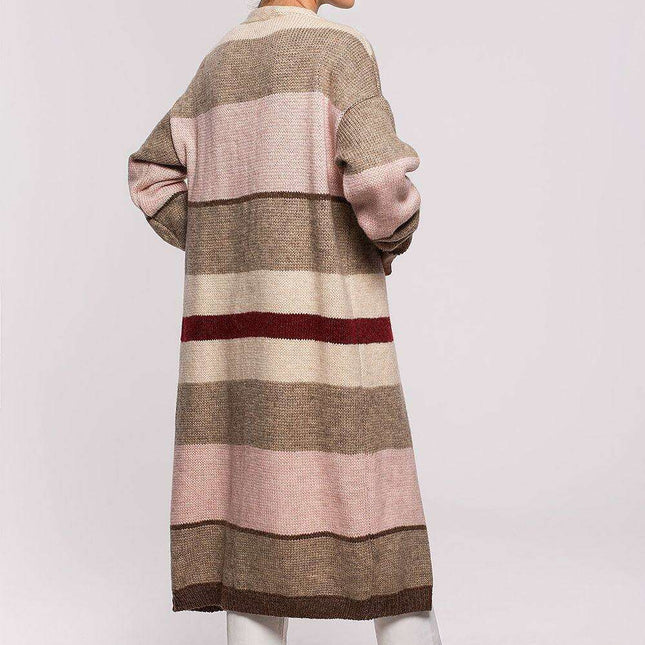 Chic Multicolor Striped Knit Cardigan