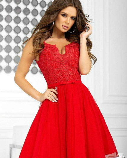 Sophisticated Lace Flare Evening Dress