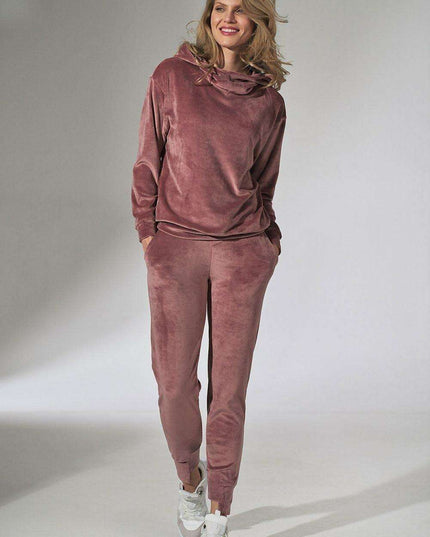 Luxurious Velour Lounge Pants with Adjustable Drawstring and Convenient Pockets