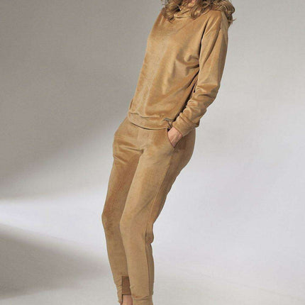 Mint Green Velour Hooded Sweatshirt with High Neck