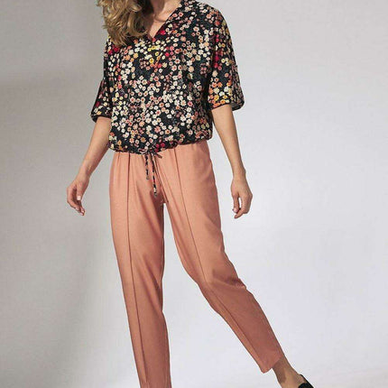 Floral Heart Neckline Kimono Blouse