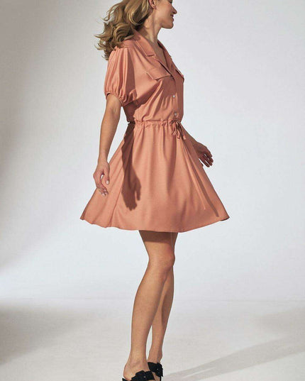 Floral Chic Kimono Mini Dress with Adjustable Waist and Stylish Patches