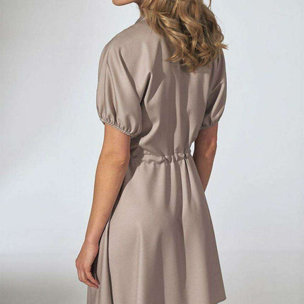 Floral Chic Kimono Mini Dress with Adjustable Waist and Stylish Patches