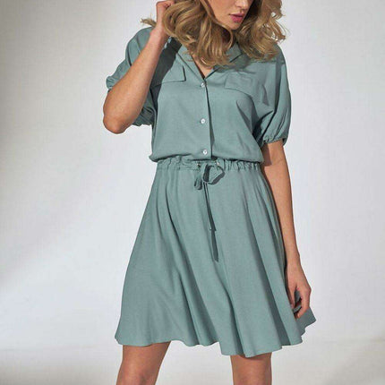 Floral Chic Kimono Mini Dress with Adjustable Waist and Stylish Patches