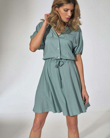 Floral Chic Kimono Mini Dress with Adjustable Waist and Stylish Patches