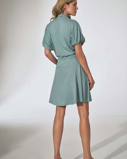 Floral Chic Kimono Mini Dress with Adjustable Waist and Stylish Patches