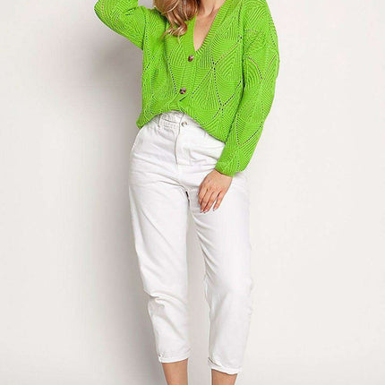 Elegant Heart Neckline Buttoned Cardigan