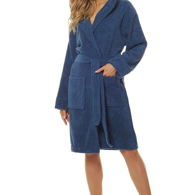 Cozy Hooded Terry Cloth Bathrobe with Convenient Pockets