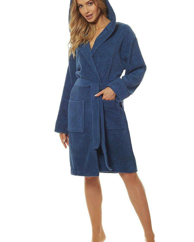 Cozy Hooded Terry Cloth Bathrobe with Convenient Pockets