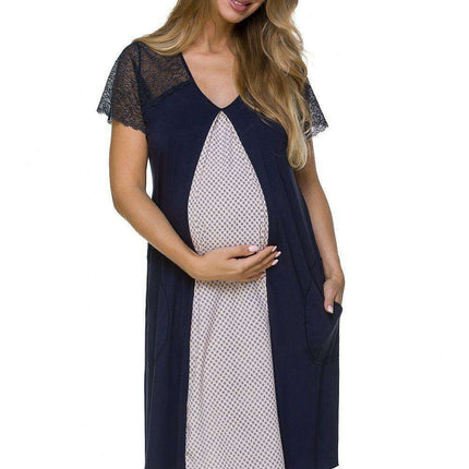 Elegant Lace Maternity Nightshirt with Convenient Belly Pocket