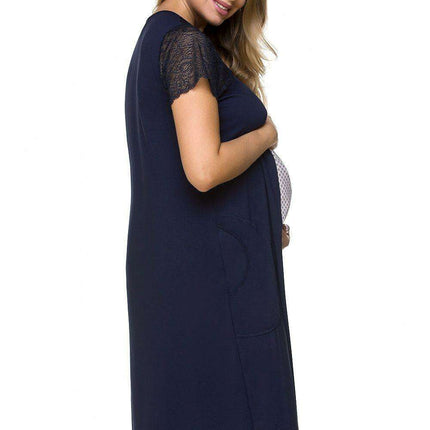Elegant Lace Maternity Nightshirt with Convenient Belly Pocket