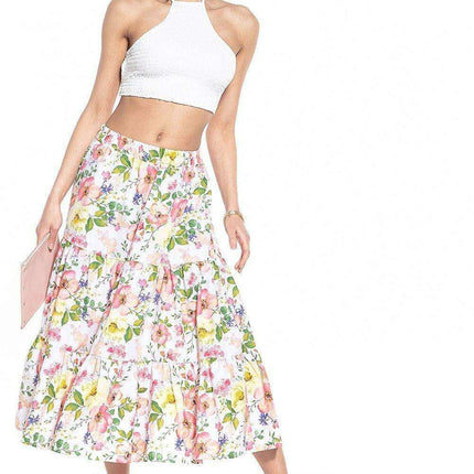 Floral Elegance Long Cotton Skirt - Tessita