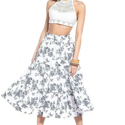 Floral Elegance Long Cotton Skirt - Tessita
