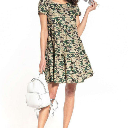 Charming Floral Boat Neck Mini Dress - 100% Cotton, Multiple Sizes Available