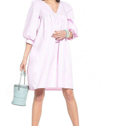 Elegant Cotton Midi Dress with Chic Buffet Sleeves