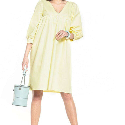 Elegant Cotton Midi Dress with Chic Buffet Sleeves