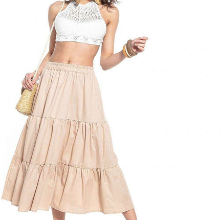 Breathable Cotton Blend Maxi Skirt with Stretchy Waistband for Everyday Wear