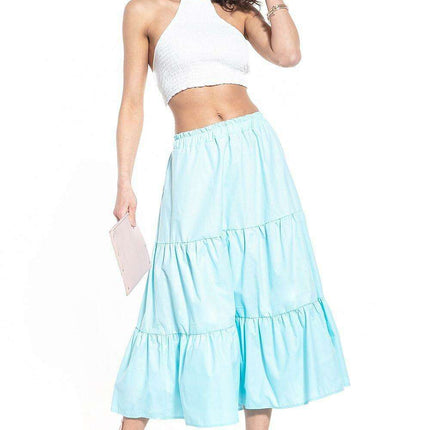 Breathable Cotton Blend Maxi Skirt with Stretchy Waistband for Everyday Wear