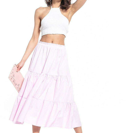 Breathable Cotton Blend Maxi Skirt with Stretchy Waistband for Everyday Wear