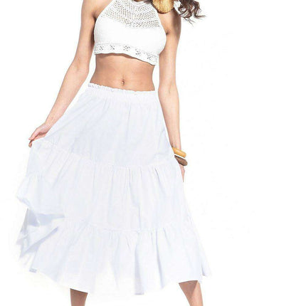 Breathable Cotton Blend Maxi Skirt with Stretchy Waistband for Everyday Wear