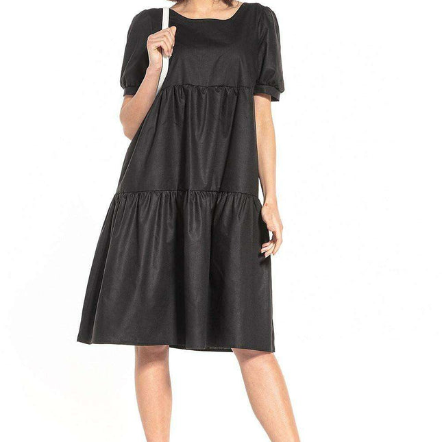 Elegant Boatneck Cotton Midi Dress