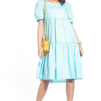 Elegant Boatneck Cotton Midi Dress