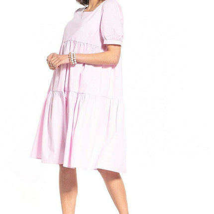 Elegant Boatneck Cotton Midi Dress