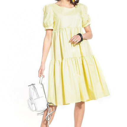 Elegant Boatneck Cotton Midi Dress