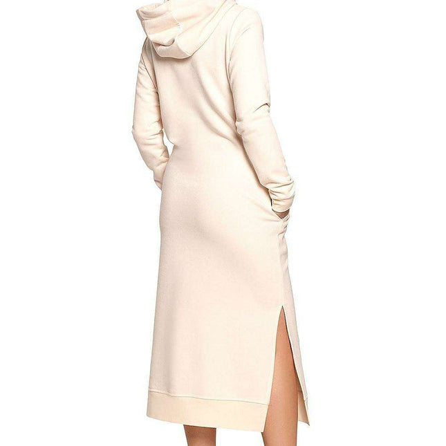 Stylish Knit Hooded Dress with Drawstring