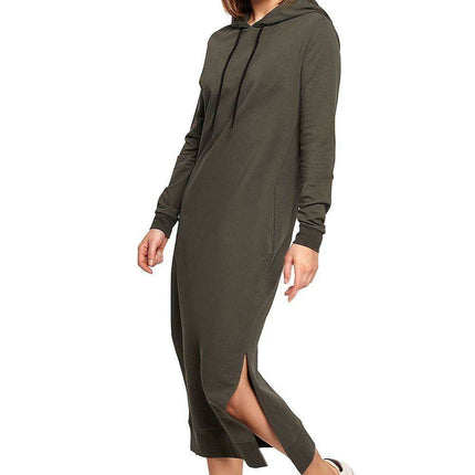 Stylish Knit Hooded Dress with Drawstring