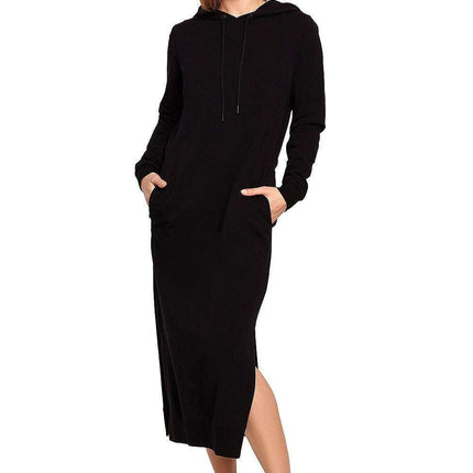 Stylish Knit Hooded Dress with Drawstring