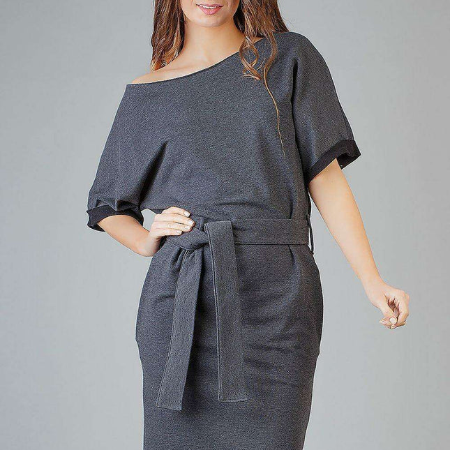 Stylish Cotton Blend Kimono Dress with Chic Sleeves and Convenient Pockets