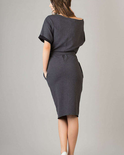 Stylish Cotton Blend Kimono Dress with Chic Sleeves and Convenient Pockets