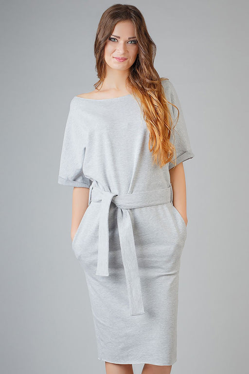Tessita Kimono Sleeve Knit Dress with Raw Edges and Pockets