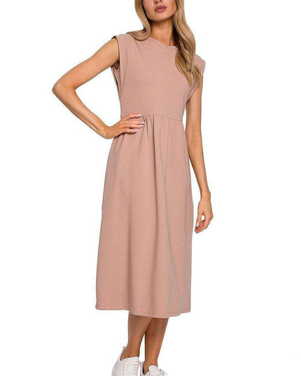 Elegant Knitted Midi Dress with Waist Definition