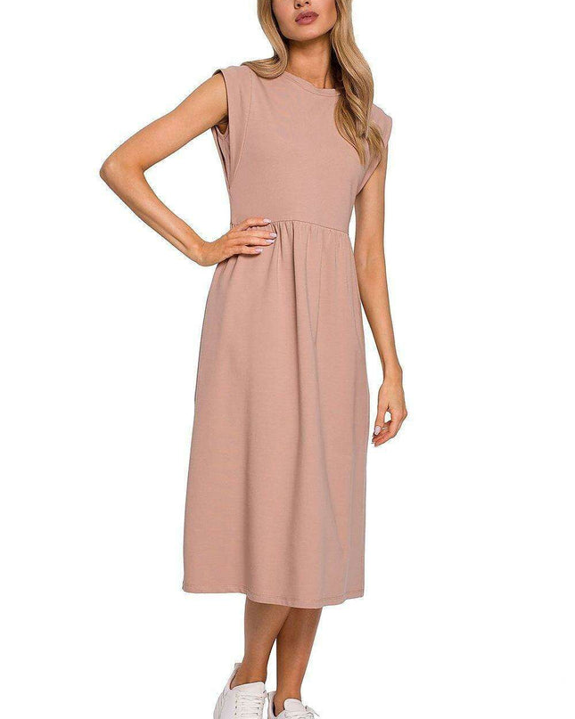 Elegant Knitted Midi Dress with Waist Definition