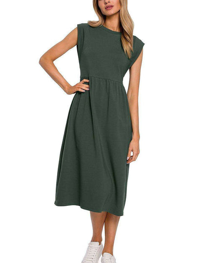 Elegant Knitted Midi Dress with Waist Definition