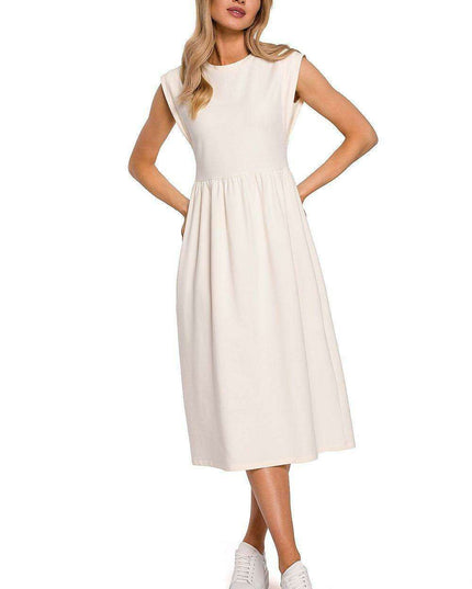 Elegant Knitted Midi Dress with Waist Definition