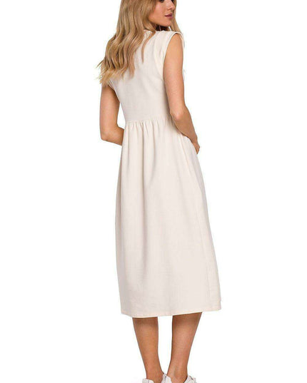 Elegant Knitted Midi Dress with Waist Definition